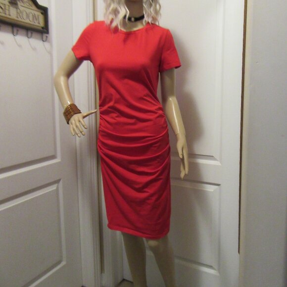 Red Short Sleeve Tshirt Dress - Picture 9 of 11